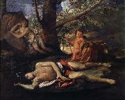Nicolas Poussin echo och narcissus oil on canvas